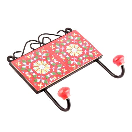 Red Floral Ceramic Tiles Hooks Online